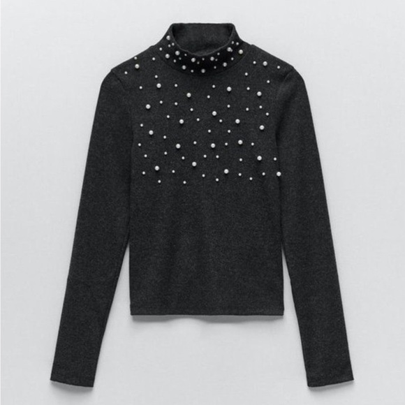 Zara Sweaters - ZARA WOMEN'S SOFT FEEL PEARL SWEATSHIRT